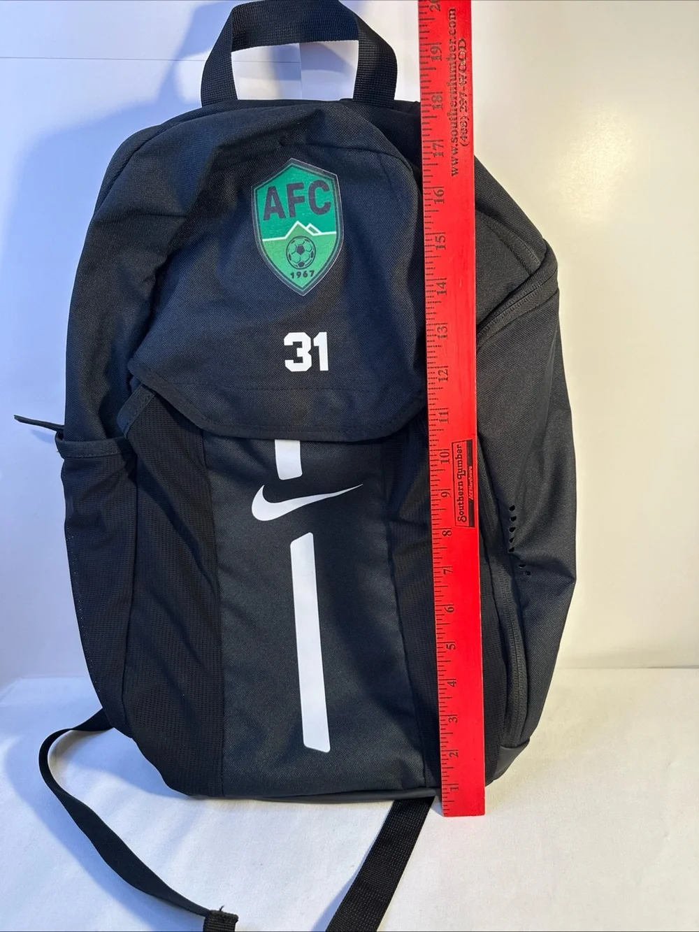 Nike Black Backpack with Green AFC Crest and White Accents